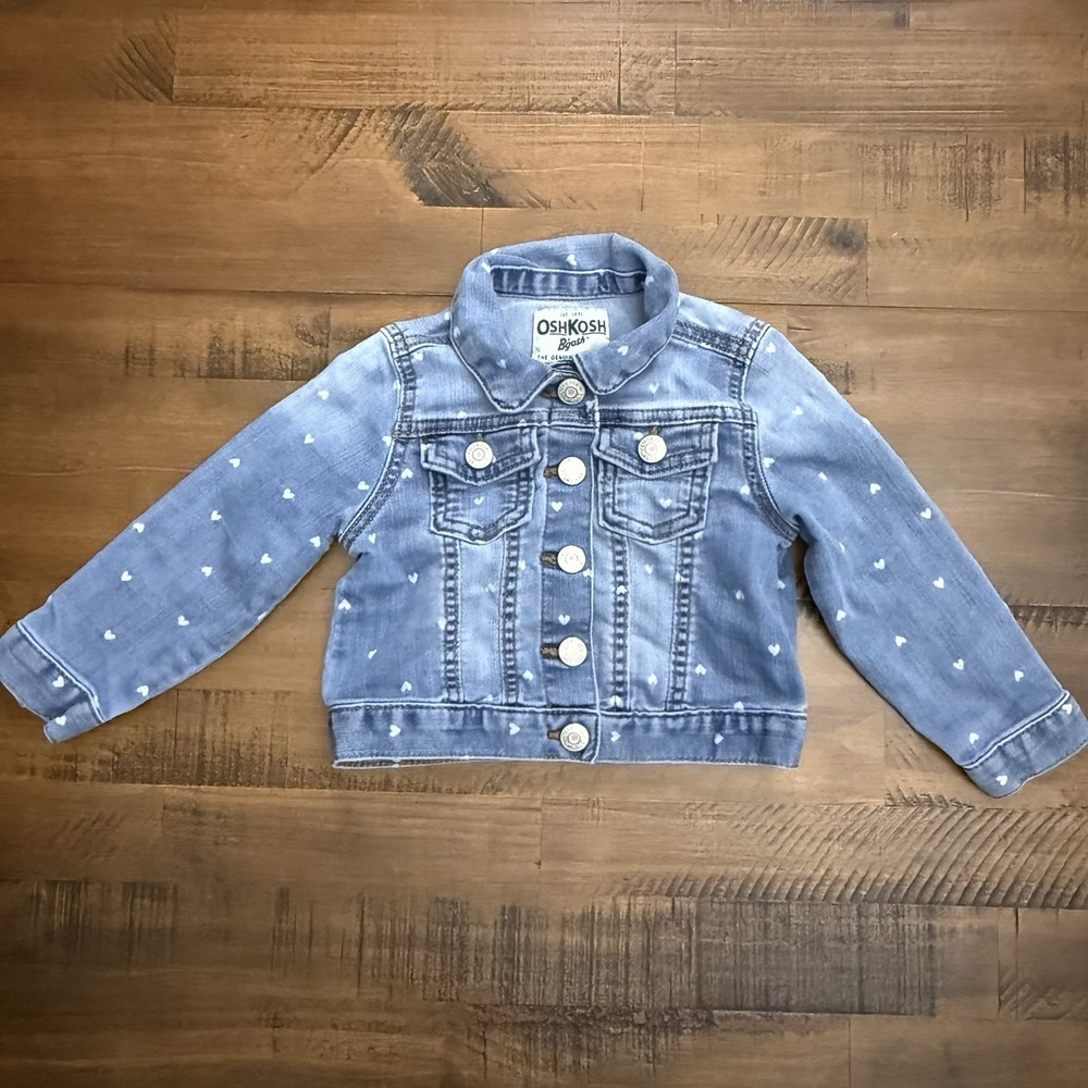 Oshkosh Girls‎ Heart Polka dot Denim Jean Jacket Size 2T